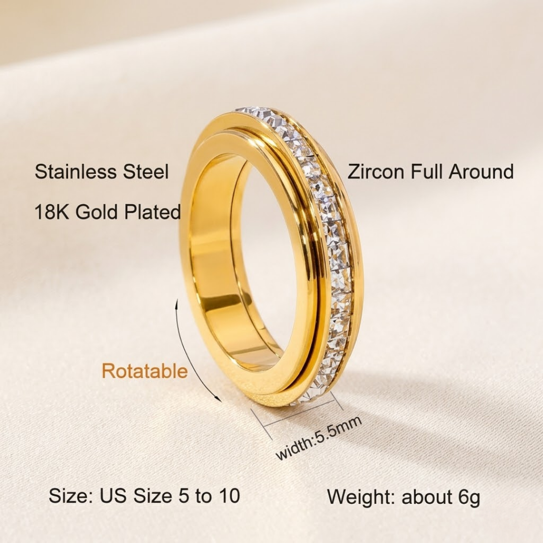 ✨ Exclusive Anxiety Rings for Women and Men | Titanium Steel Spinner Fidget Band with Cubic Zirconia for Stress Relief & Wellness