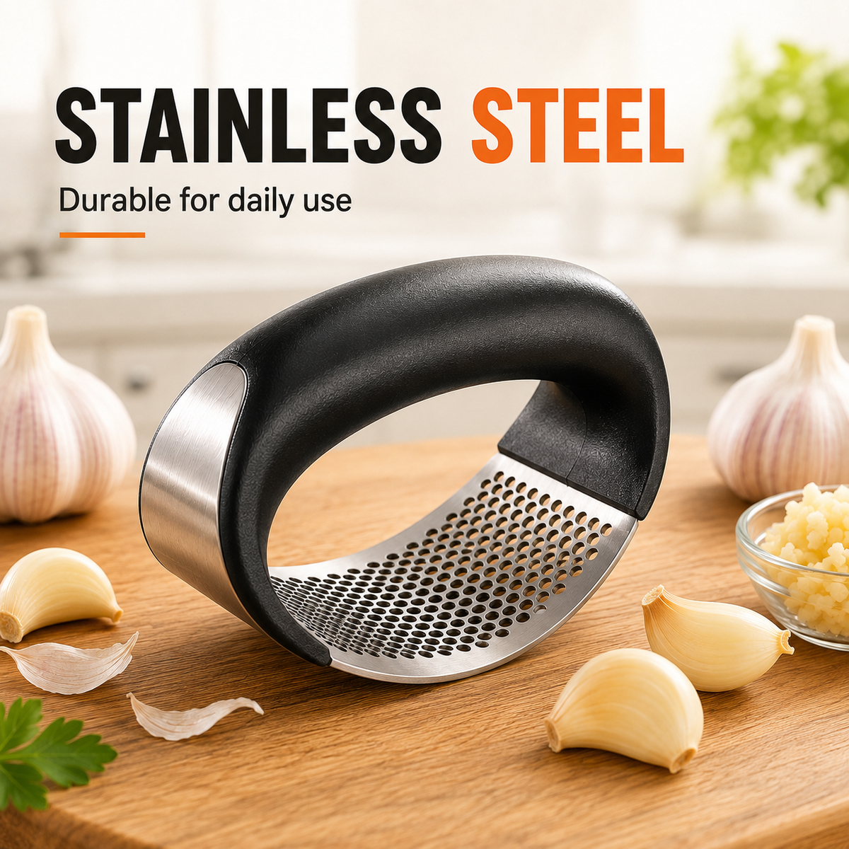 Garlic Press Rocker – Easy Stainless Steel Garlic Mincer