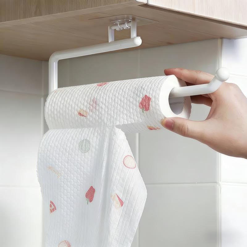 Self-Adhesive Paper Towel Holder Under Cabinet โ No Drill Adhesive Paper Towel Rack for Kitchen & Bathroom โ 11 Inch Wall Mount Roll Holder for Standard Rolls