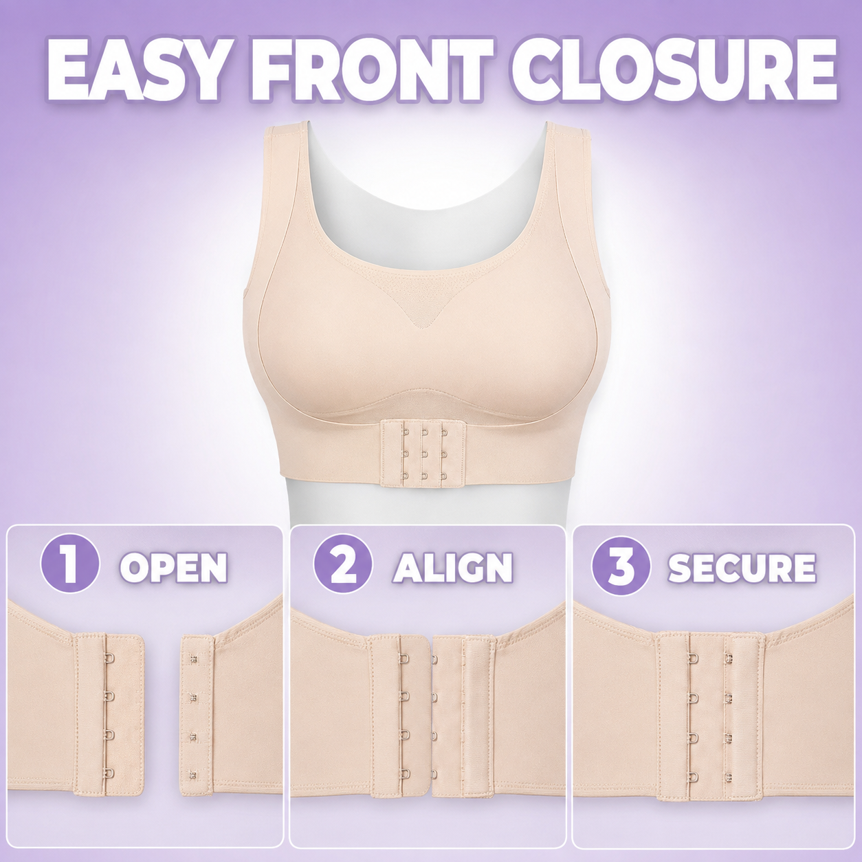 Front-Clasp Thin Seamless Bra for Posture Correction, Beauty Back, and Gathering Effect, Adjustable Bra Without Underwire, Women's Vest-Style Bra