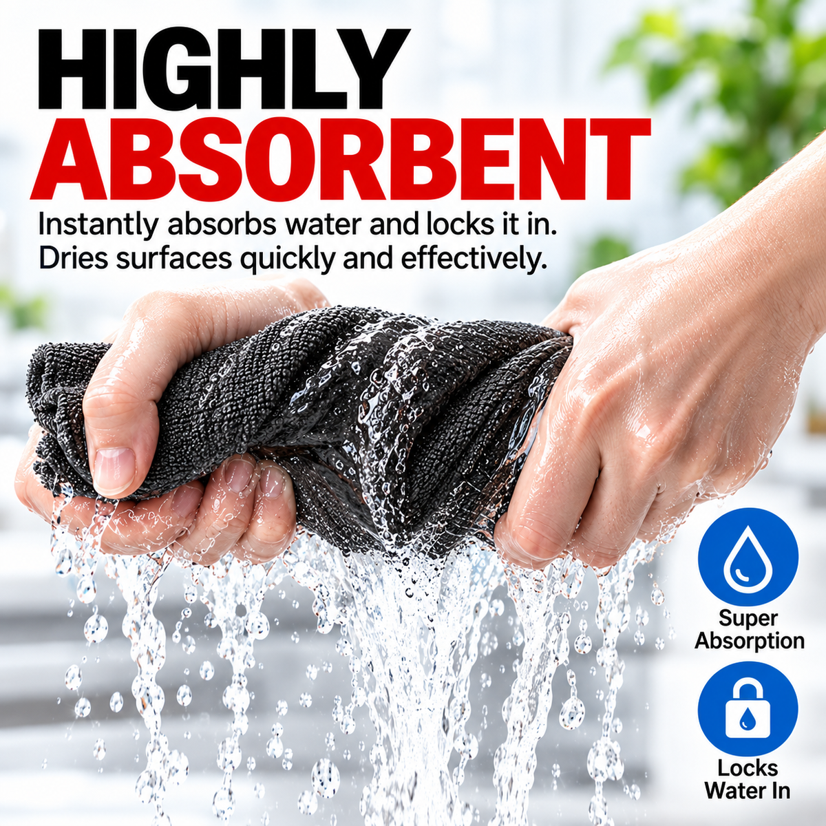 Super Absorbent Streak-Free Cleaning Cloth — Reusable Multi-Surface Shine Towel
