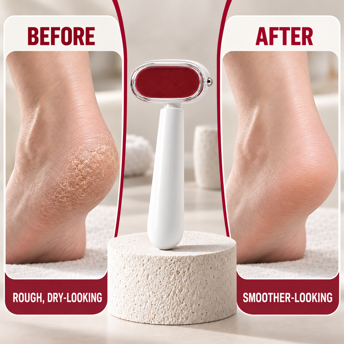 2-in-1 Dual-Sided Foot Callus Remover | Replaceable Stainless Steel Scraper & File for Dry Cracked Heels | Professional Pedicure Tool