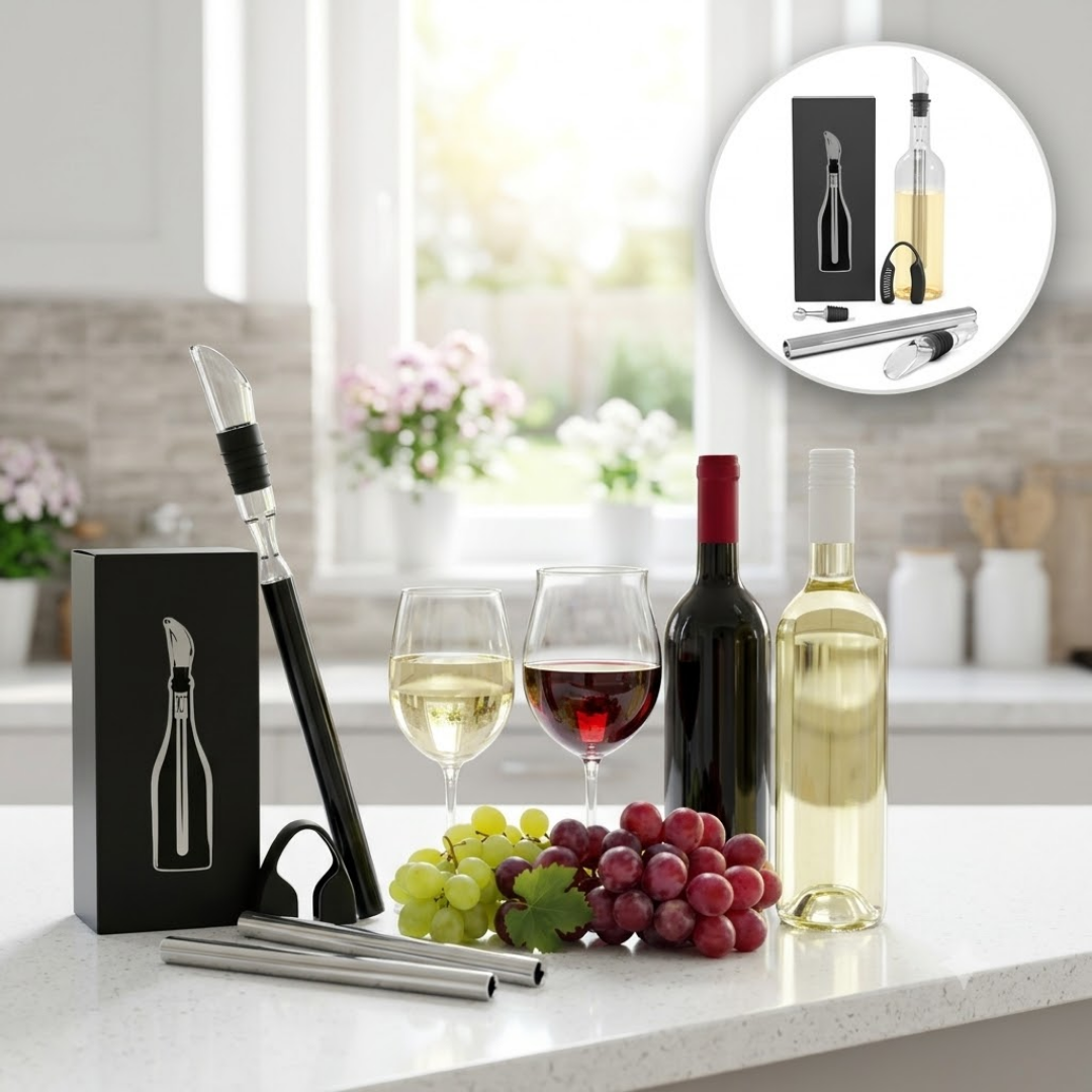 Premium 3-in-1 Stainless Steel Wine Chiller Stick with Built-in Aerator & Drip-Free Pourer – Instant Cooling for Home, Bar & Gifting