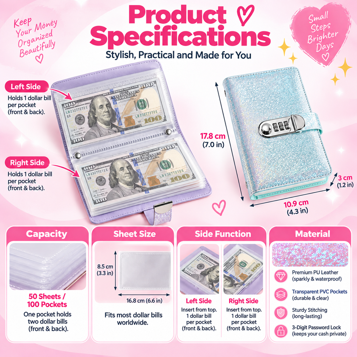 Glitter Password Lock Budget Binder
