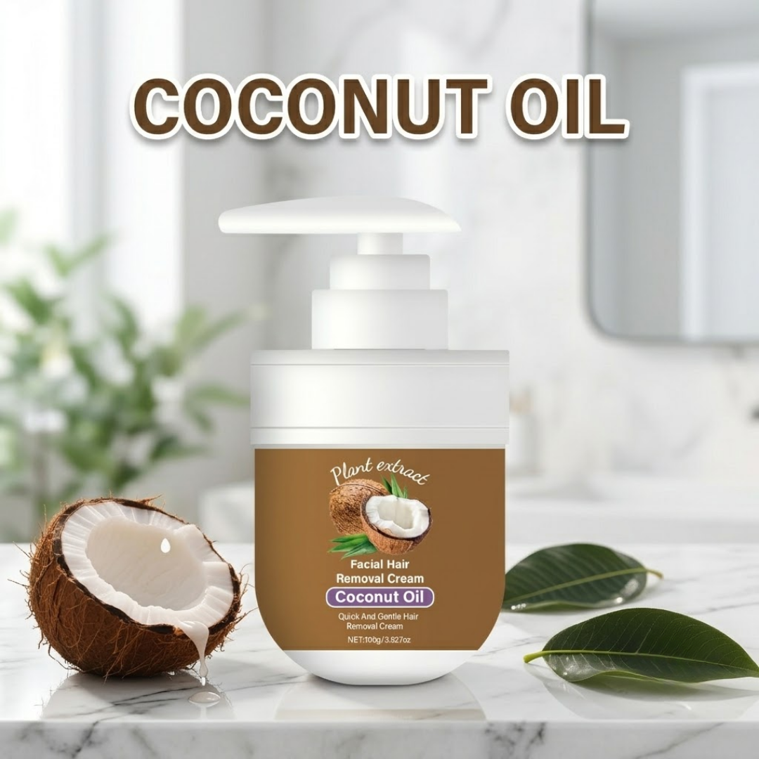 Painless Hair Removal — Face, Underarms, Legs, & Intimate Areas — Gentle Growth Inhibition: Coconut Hair Removal Cream