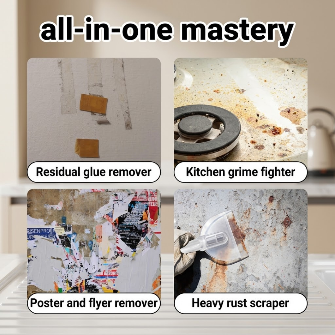 Multi-Purpose Cleaning Scraper for Grout Removal | Small Adhesive & Glue Scraper | Glass, Wood, and Tile Cleaning Tool Blade