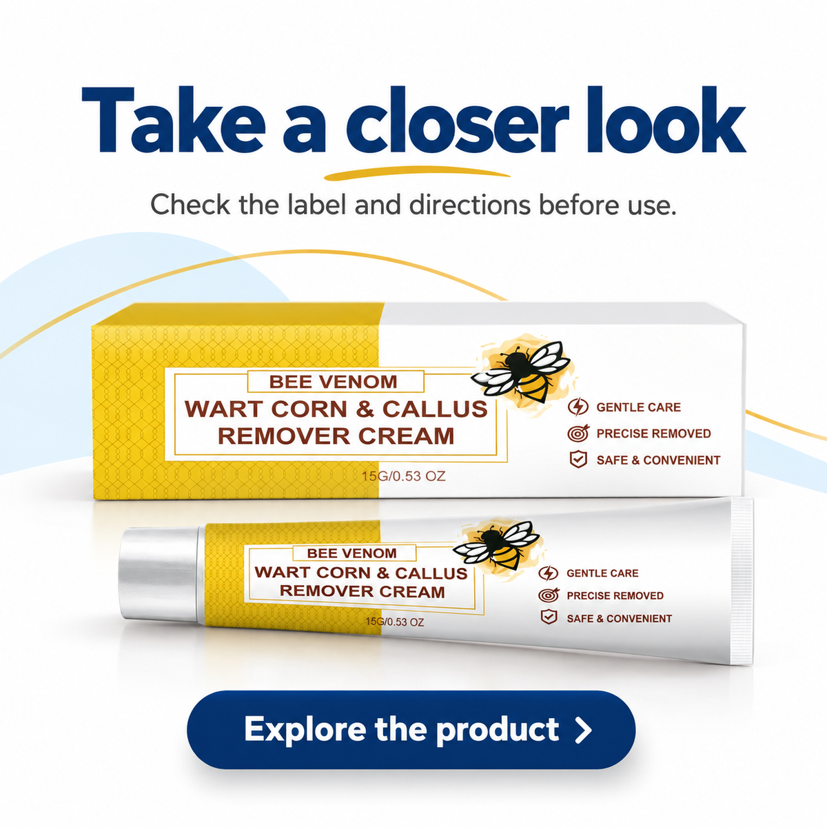 Bee Venom Corn & Callus Remover Cream: Gentle, Precise & Safe Foot Care Routine (15g)