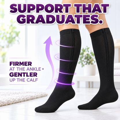 Easy-On Closed-Toe Zipper Compression Socks