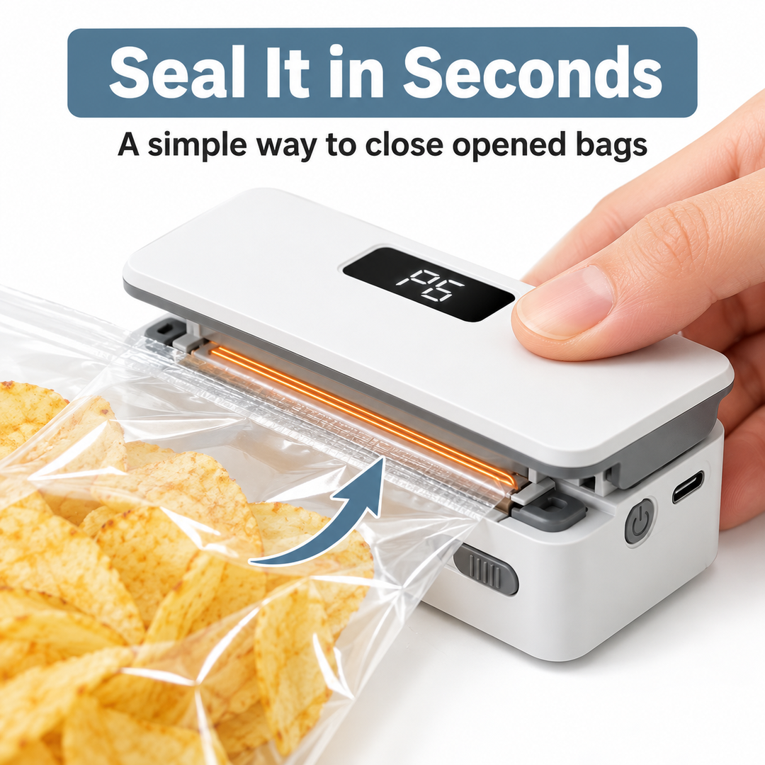 2-in-1 Rechargeable Mini Heat Sealer & Cutter | Portable USB Bag Resealer for Snack Freshness & Kitchen Storage