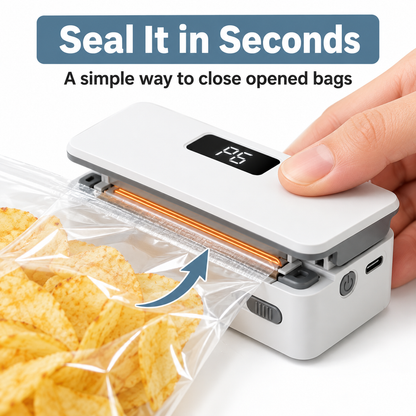 2-in-1 Rechargeable Mini Heat Sealer & Cutter | Portable USB Bag Resealer for Snack Freshness & Kitchen Storage