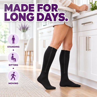 Easy-On Closed-Toe Zipper Compression Socks