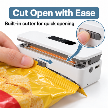 2-in-1 Rechargeable Mini Heat Sealer & Cutter | Portable USB Bag Resealer for Snack Freshness & Kitchen Storage