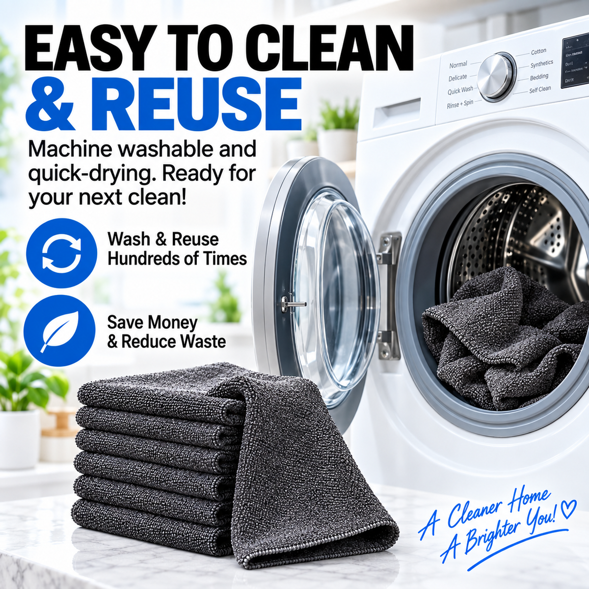 Super Absorbent Streak-Free Cleaning Cloth — Reusable Multi-Surface Shine Towel