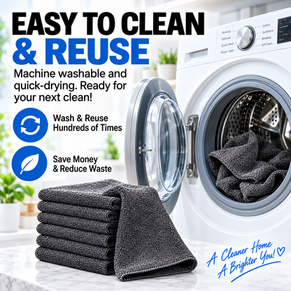 Super Absorbent Streak-Free Cleaning Cloth — Reusable Multi-Surface Shine Towel