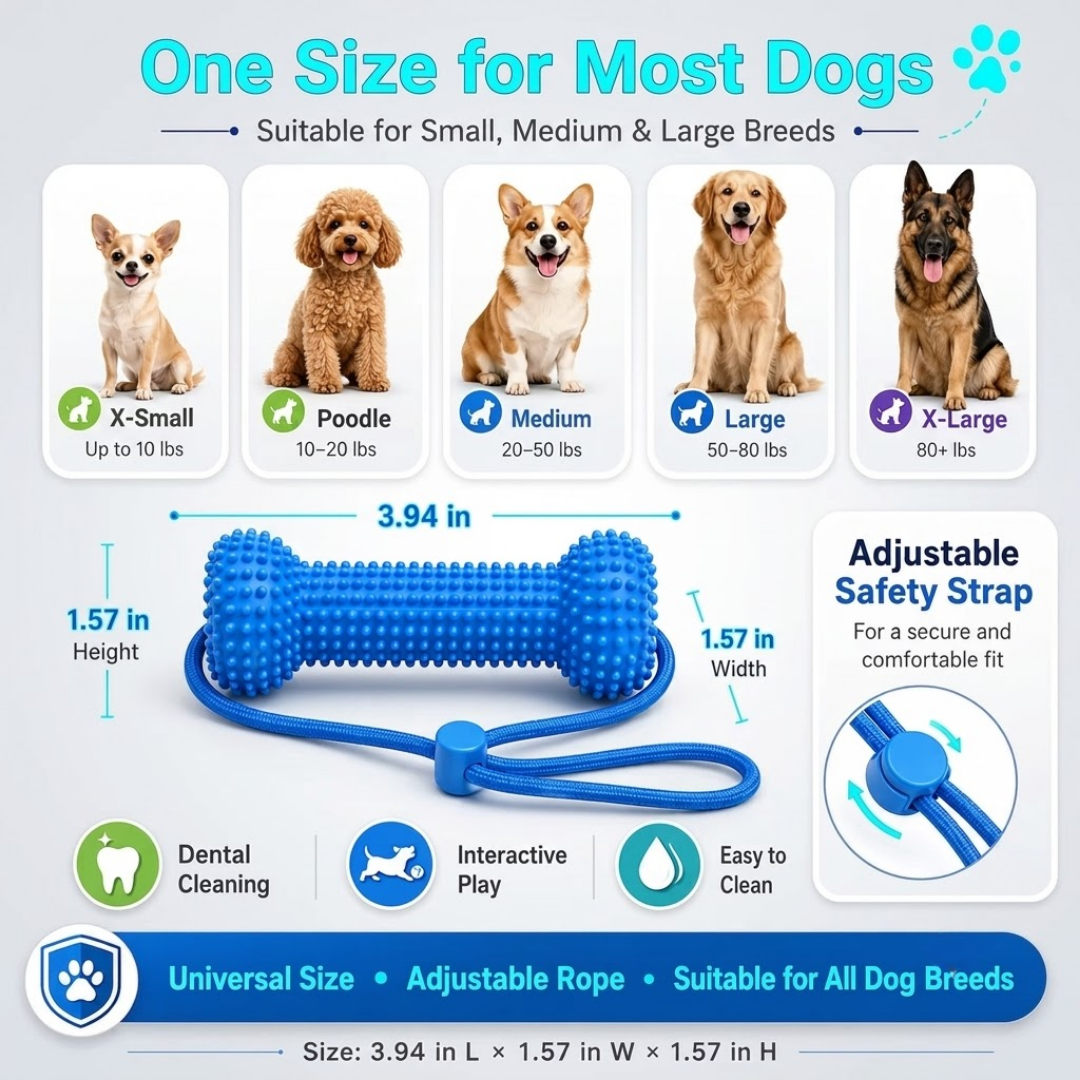 FreshWoof™ Pro: 7-in-1 Dog Dental Chew Toy & Reusable Mouth Opener | Food-Grade Silicone Teeth Cleaning Prop for Small, Medium & Large Dogs