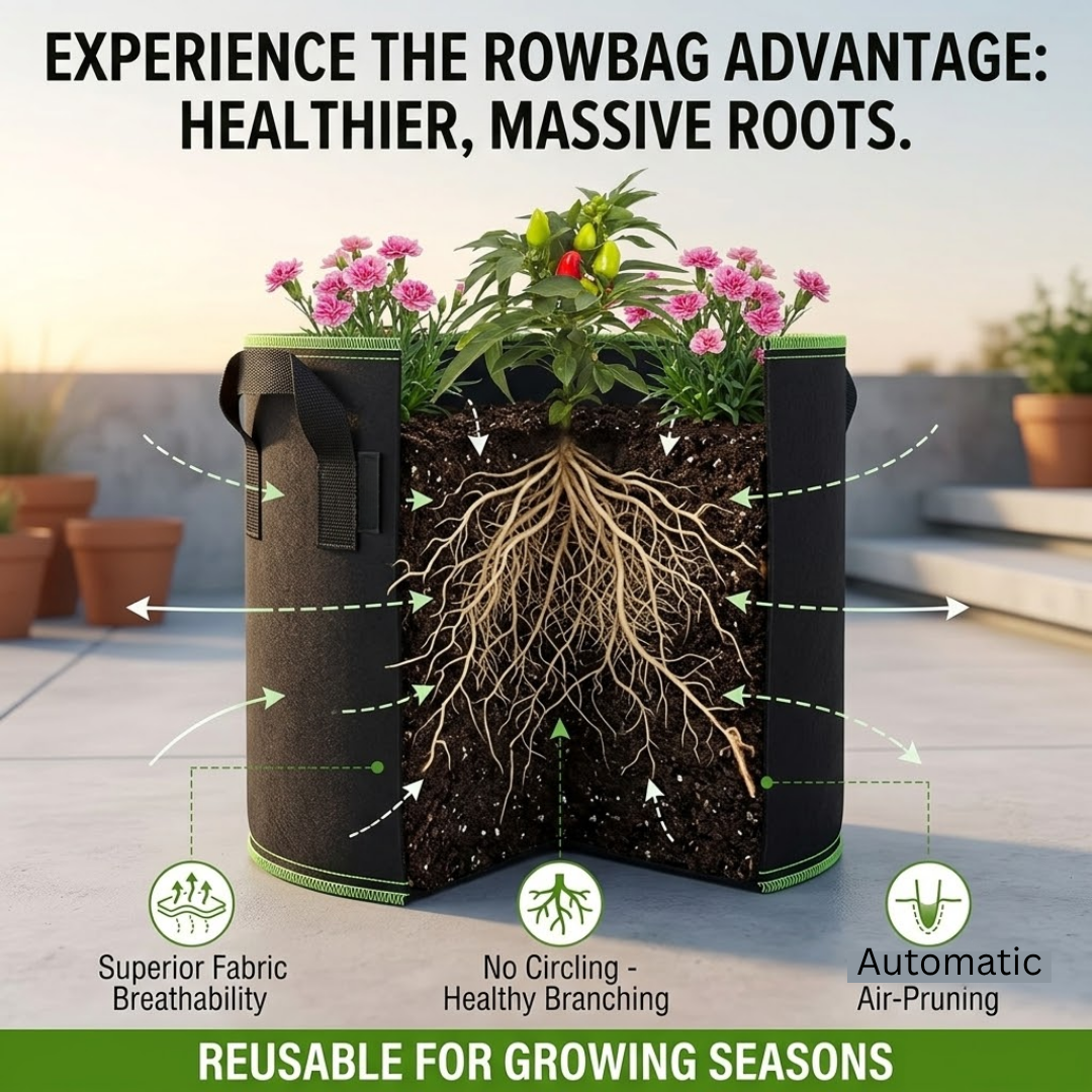 🌱 5-Pack 5 Gallon Grow Bags – Heavy Duty Aeration Fabric Pots with Handles for Vegetables, Flowers & Fruits 🪴