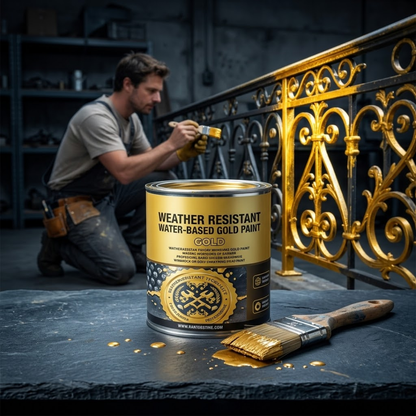 ✨ Premium Weather-Resistant Water-Based Gold Paint | High-Gloss Brilliant Finish ✨