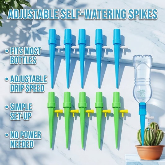Auto Plant Watering Spikes - Adjustable Slow Release Drip Irrigation System for Plastic Bottles, Indoor & Outdoor Use