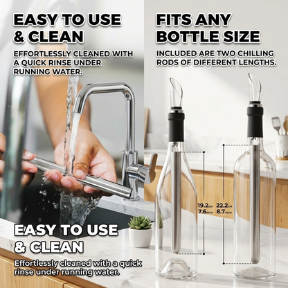 Premium 3-in-1 Stainless Steel Wine Chiller Stick with Built-in Aerator & Drip-Free Pourer – Instant Cooling for Home, Bar & Gifting