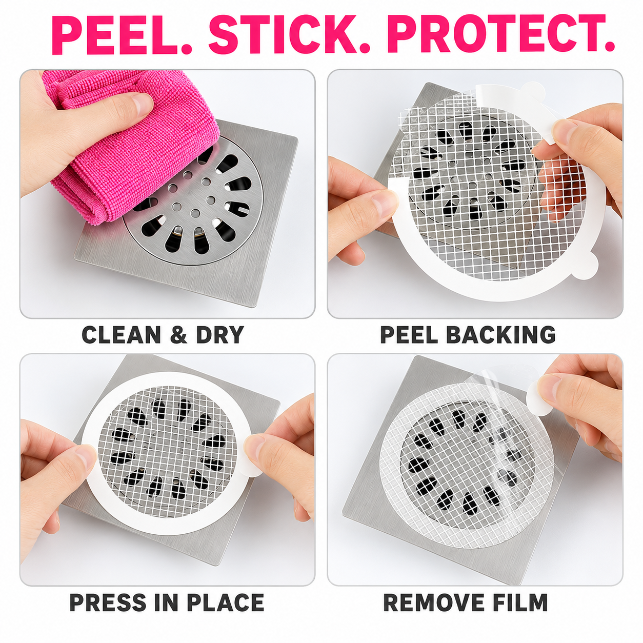 Disposable Shower Drain Hair Catcher Mesh Filter Sticker Anti-Clogging
