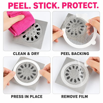 Disposable Shower Drain Hair Catcher Mesh Filter Sticker Anti-Clogging