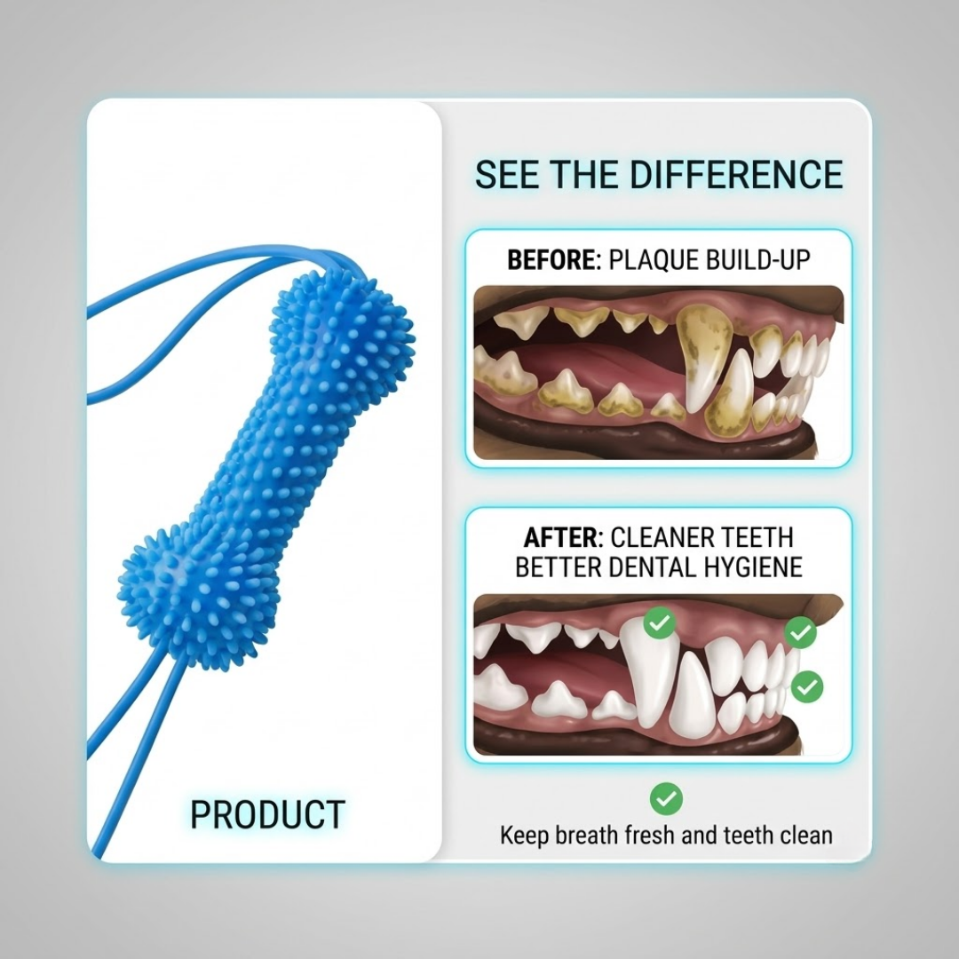 FreshWoof™ Pro: 7-in-1 Dog Dental Chew Toy & Reusable Mouth Opener | Food-Grade Silicone Teeth Cleaning Prop for Small, Medium & Large Dogs