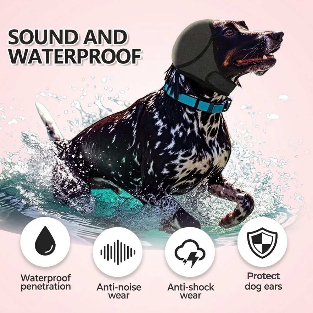 Dog Ear Protection Wrap – Anti-Anxiety Noise Muffling Earmuffs for Thunder, Fireworks & Grooming
