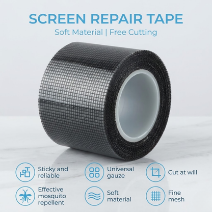 Screen Repair Tape, Ultra-Strong Adhesive Fiberglass Mesh Patch, Weatherproof & Anti-UV Screen Repair Kit for Tears and Holes