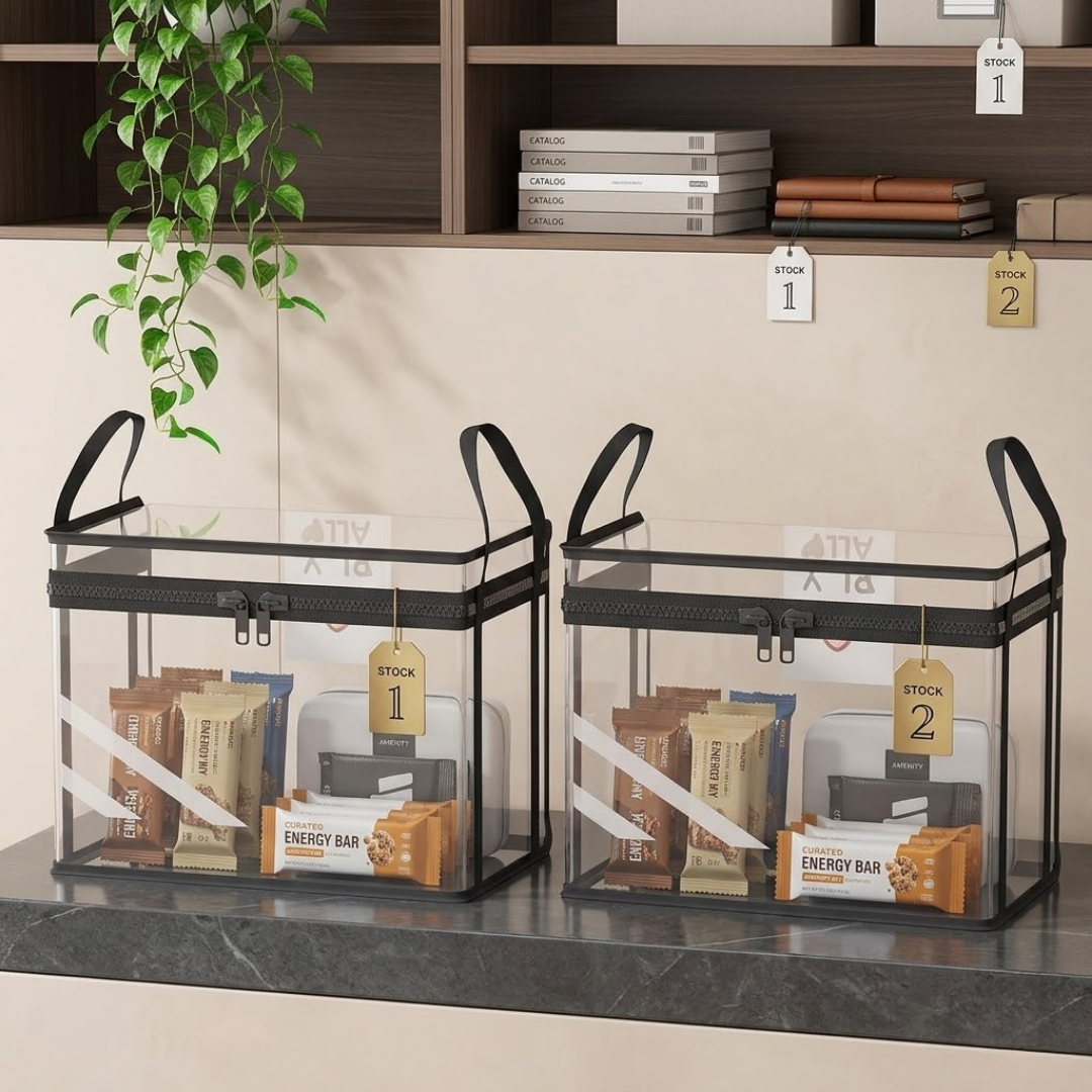 30% Today!! Clear PVC Book & Media Storage Box with Handle – Waterproof, Dustproof Stackable Organizer