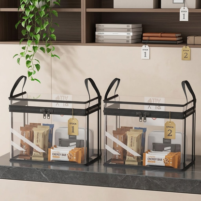 30% Today!! Clear PVC Book & Media Storage Box with Handle – Waterproof, Dustproof Stackable Organizer
