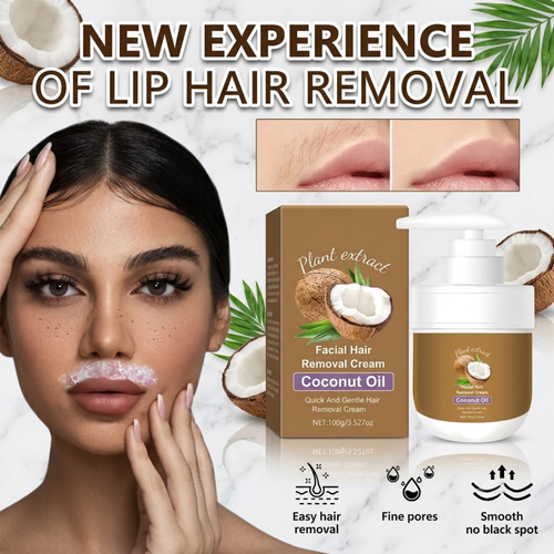 Painless Hair Removal — Face, Underarms, Legs, & Intimate Areas — Gentle Growth Inhibition: Coconut Hair Removal Cream