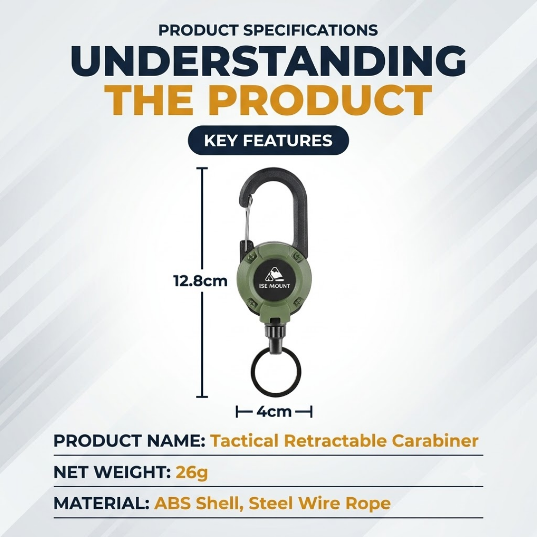 Outdoor Tactical easy-pull buckle telescopic buckle steel wire rope multifunctional keychain camping high rebound anti-lost rope easy-pull