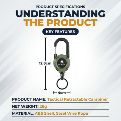 Outdoor Tactical easy-pull buckle telescopic buckle steel wire rope multifunctional keychain camping high rebound anti-lost rope easy-pull