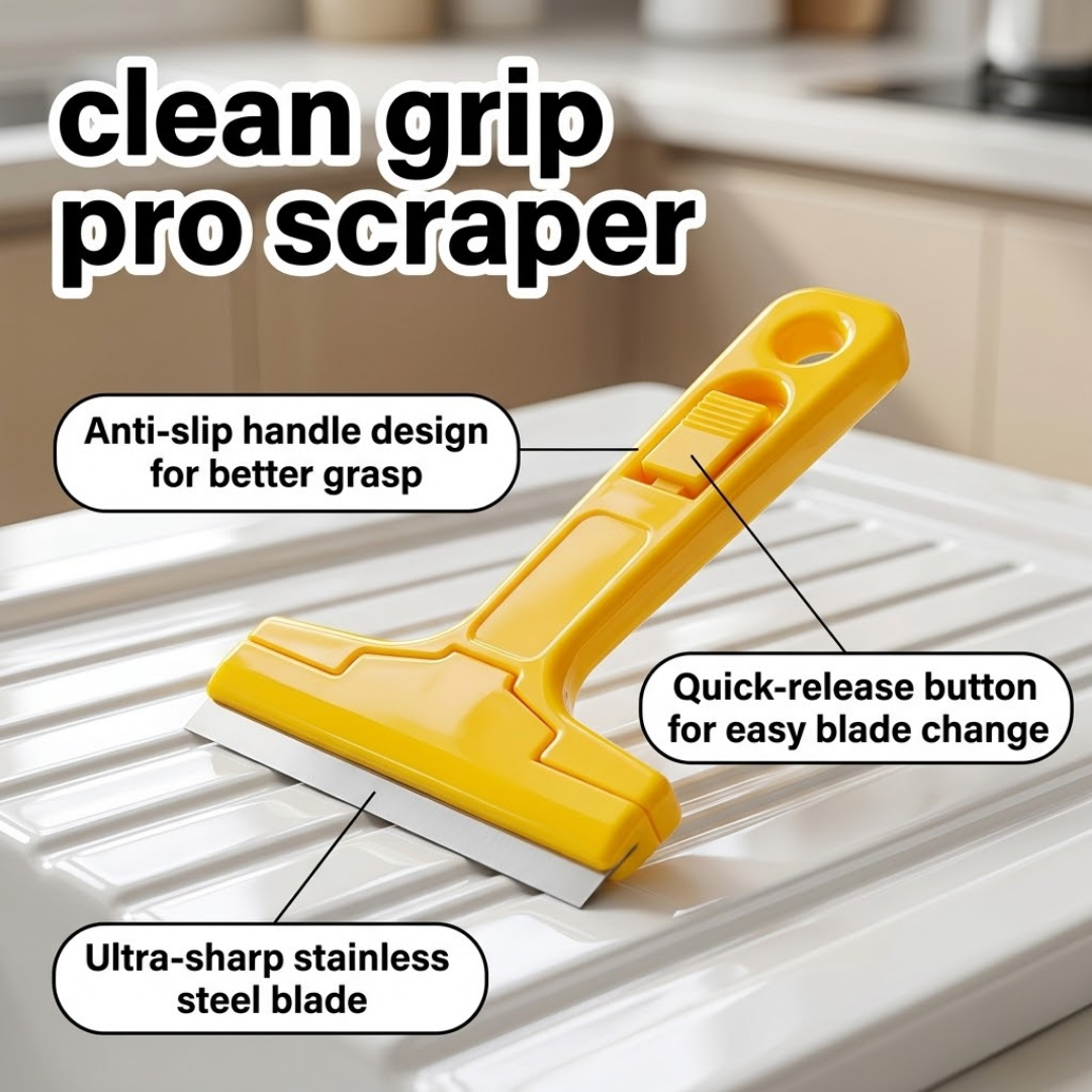 Multi-Purpose Cleaning Scraper for Grout Removal | Small Adhesive & Glue Scraper | Glass, Wood, and Tile Cleaning Tool Blade