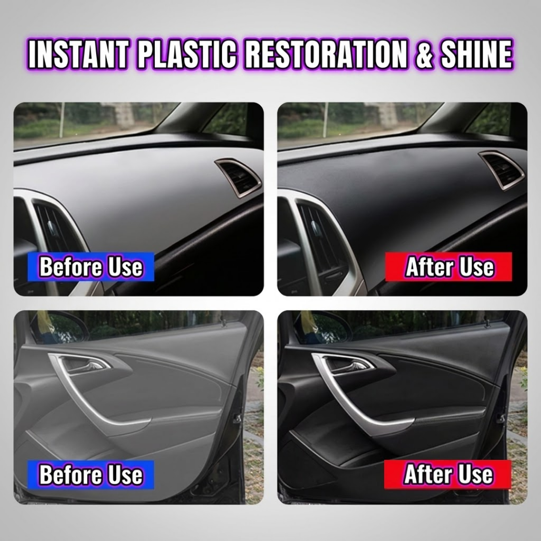 Ultimate Car Plastic Parts Restorer & Crystal Coating | Black Interior Refurbishment, Dashboard Polish & 6-Month UV Protection