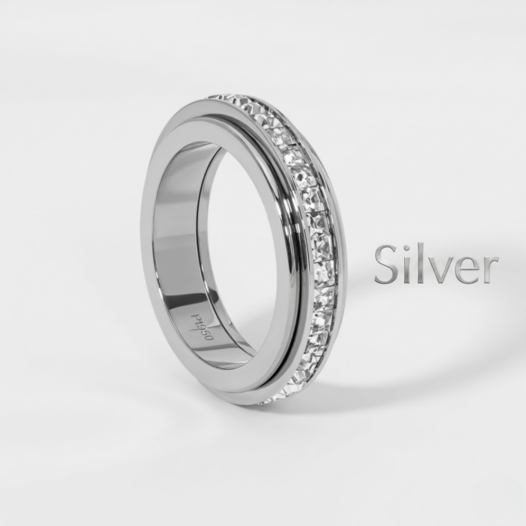 ✨ Exclusive Anxiety Rings for Women and Men | Titanium Steel Spinner Fidget Band with Cubic Zirconia for Stress Relief & Wellness