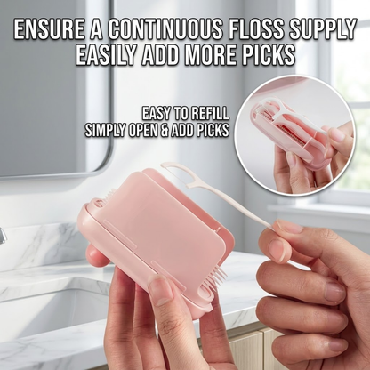 Automatic Pop-Up Dental Floss Dispenser | Portable, Refillable & Hygienic Travel Case for On-the-Go Oral Care