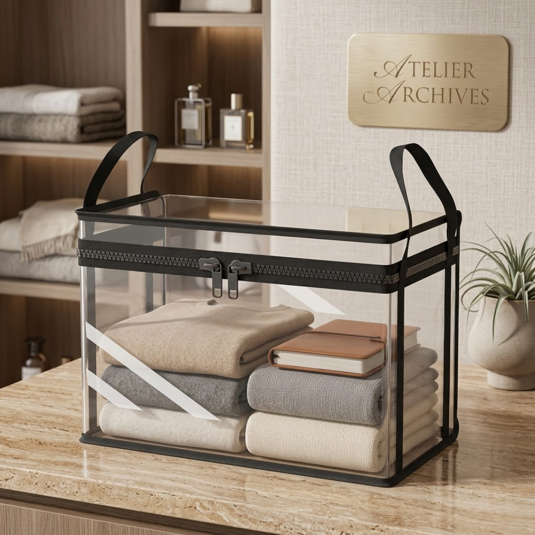 30% Today!! Clear PVC Book & Media Storage Box with Handle – Waterproof, Dustproof Stackable Organizer
