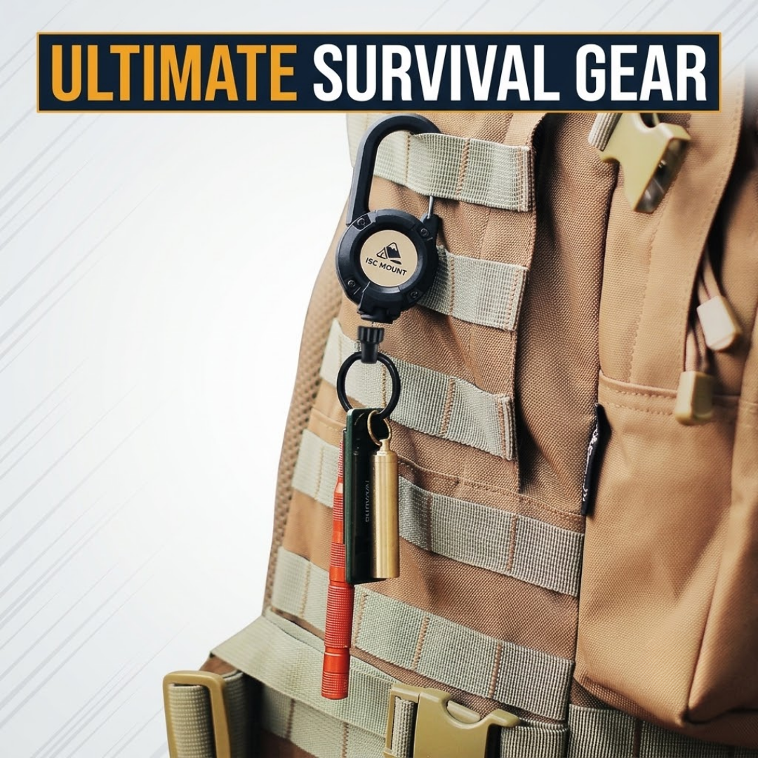 Outdoor Tactical easy-pull buckle telescopic buckle steel wire rope multifunctional keychain camping high rebound anti-lost rope easy-pull