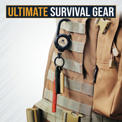 Outdoor Tactical easy-pull buckle telescopic buckle steel wire rope multifunctional keychain camping high rebound anti-lost rope easy-pull