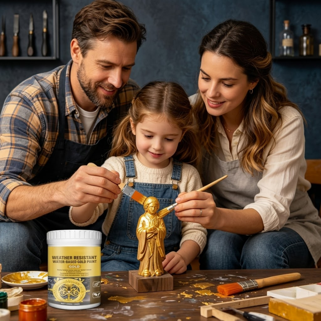 ✨ Premium Weather-Resistant Water-Based Gold Paint | High-Gloss Brilliant Finish ✨