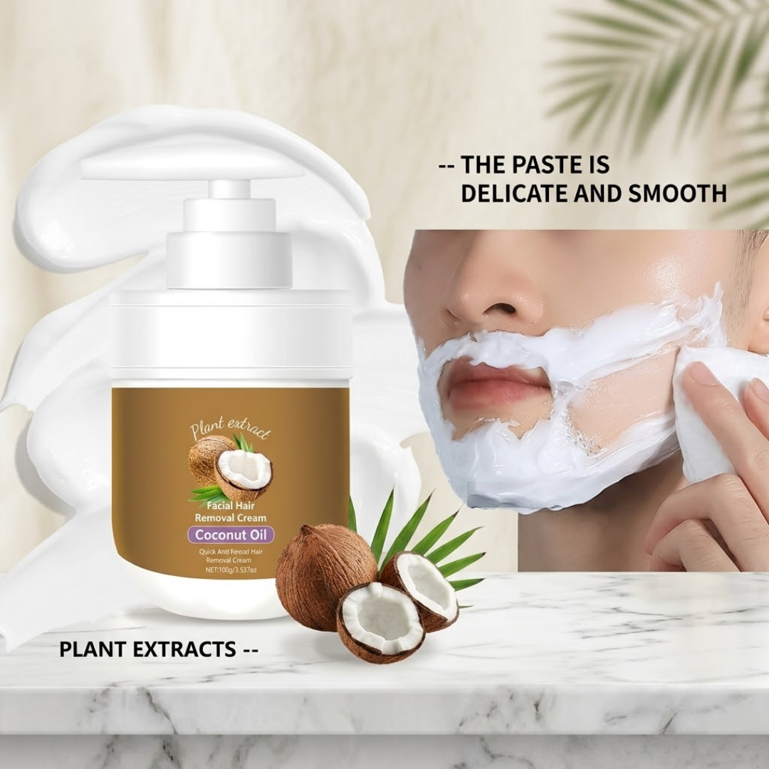 Painless Hair Removal — Face, Underarms, Legs, & Intimate Areas — Gentle Growth Inhibition: Coconut Hair Removal Cream