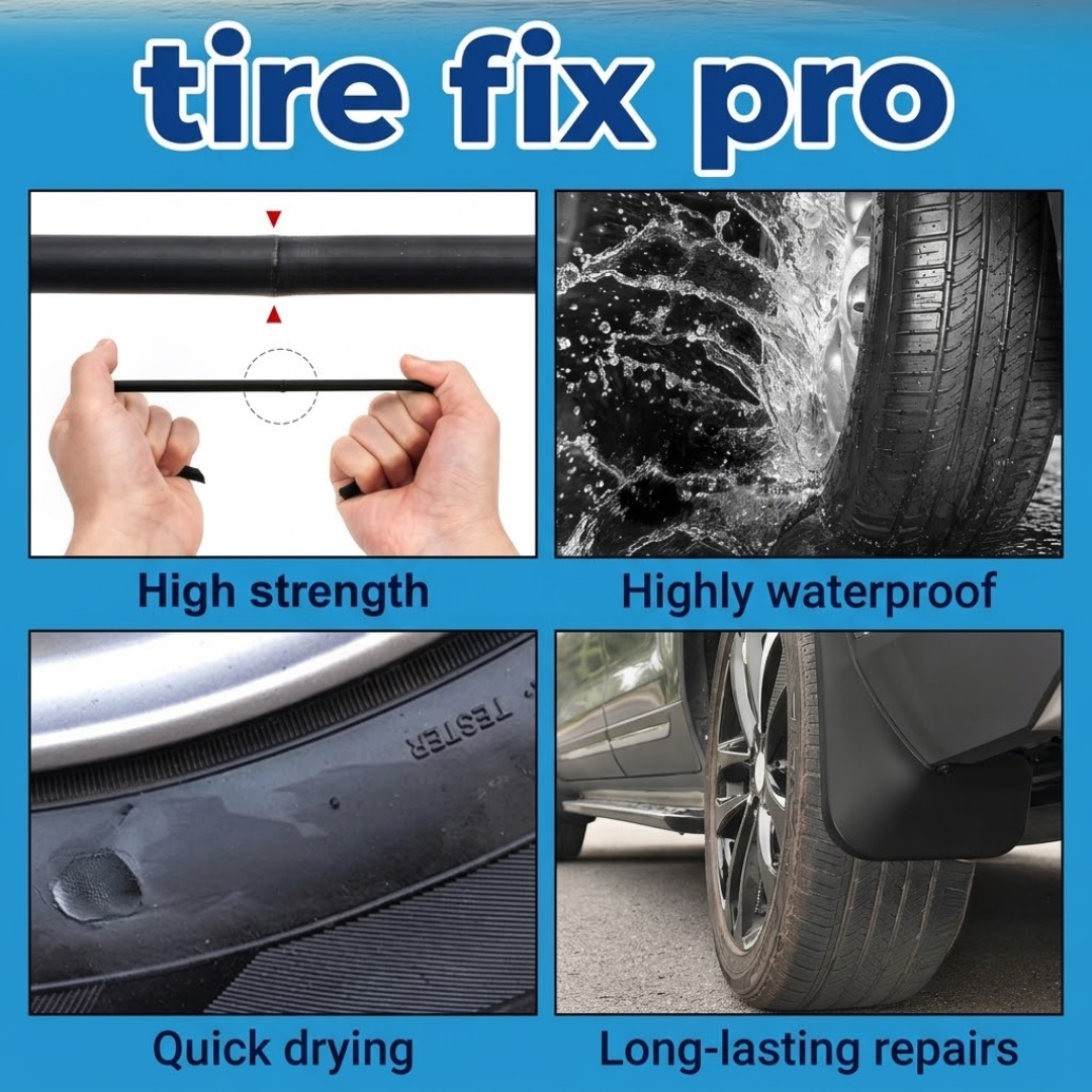Black Car Tire Repair Gel | Quick-Drying Soft Glue for Sidewall Damage, Cracks & Punctures