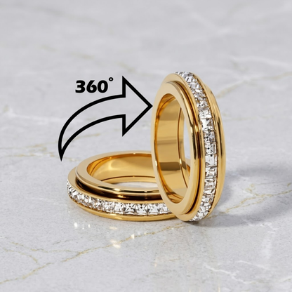 ✨ Exclusive Anxiety Rings for Women and Men | Titanium Steel Spinner Fidget Band with Cubic Zirconia for Stress Relief & Wellness