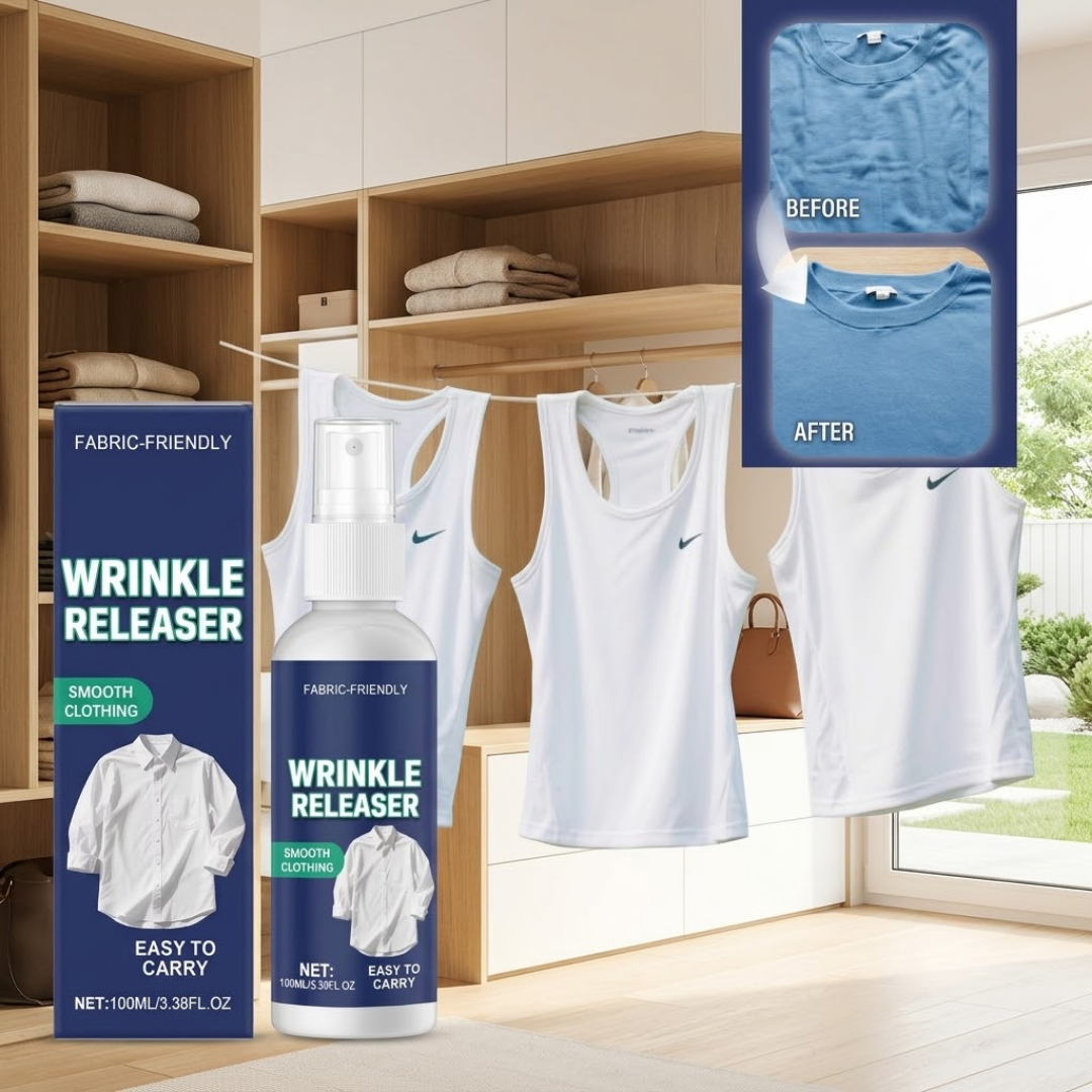 Magic Wrinkle Releaser Spray (100ml) | Instant Iron-Free Clothing Smoother & Anti-Static Mist | Travel-Friendly & Safe for All Fabrics