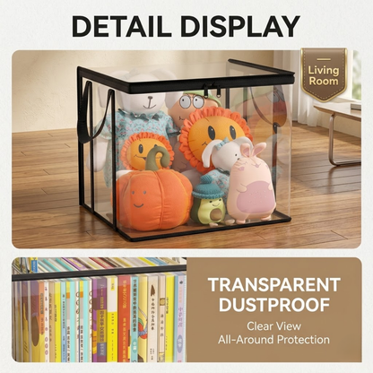 30% Today!! Clear PVC Book & Media Storage Box with Handle – Waterproof, Dustproof Stackable Organizer