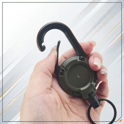 Outdoor Tactical easy-pull buckle telescopic buckle steel wire rope multifunctional keychain camping high rebound anti-lost rope easy-pull