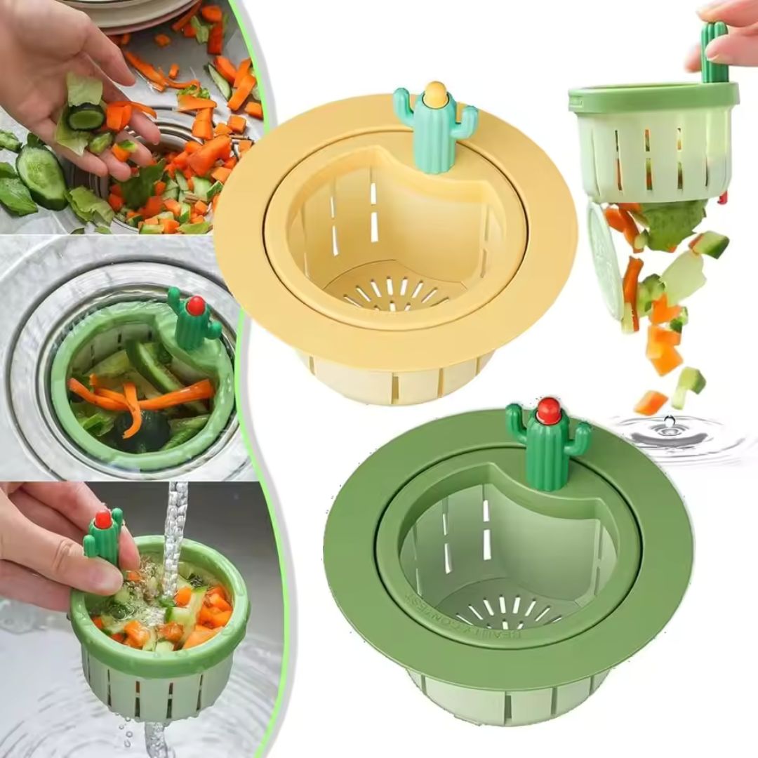 Cactus Sink Strainer: Stop Gross Clogs with One-Click Waste Disposal!