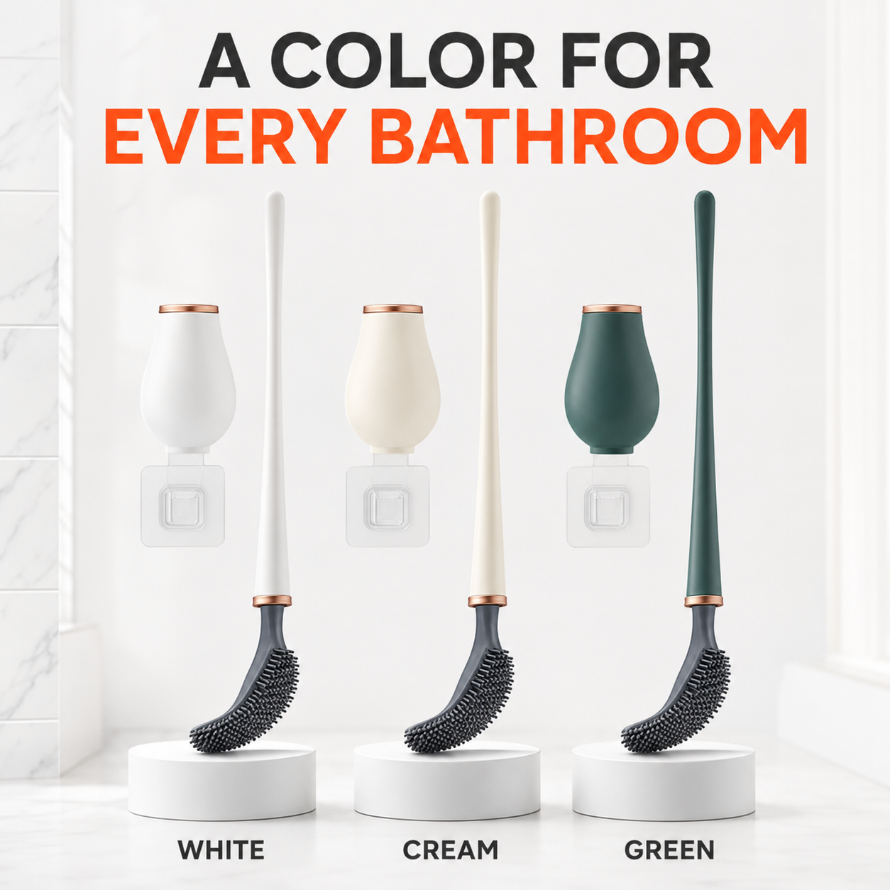 Bathroom Wall-Mounted Toilet Brush Magnetic Opening and Closing Silicone Soft Brush Automatic Opening and Closing Creative Toilet Cleaning Brush