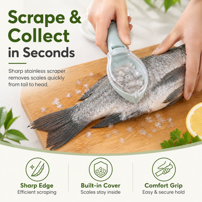 Mess-Free Fish Scale Remover with Catcher | Scrape, Collect & Rinse